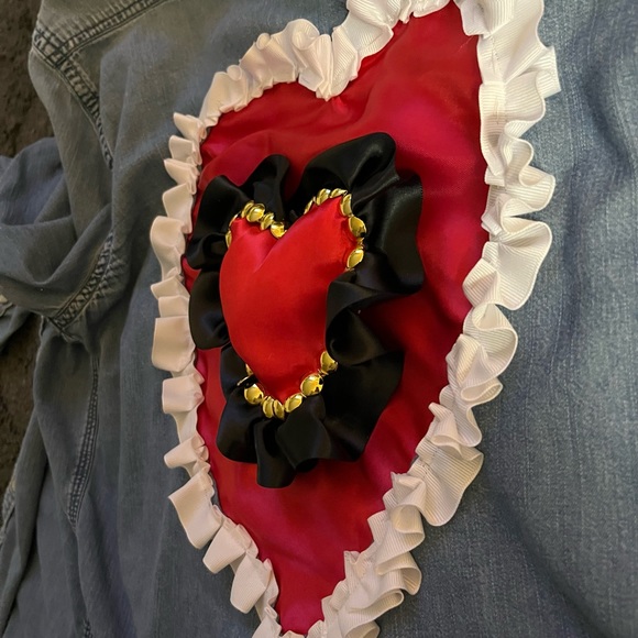 EXPRESS denim shirt gently used embroidered hearts ❤️ on back size L - Picture 15 of 15